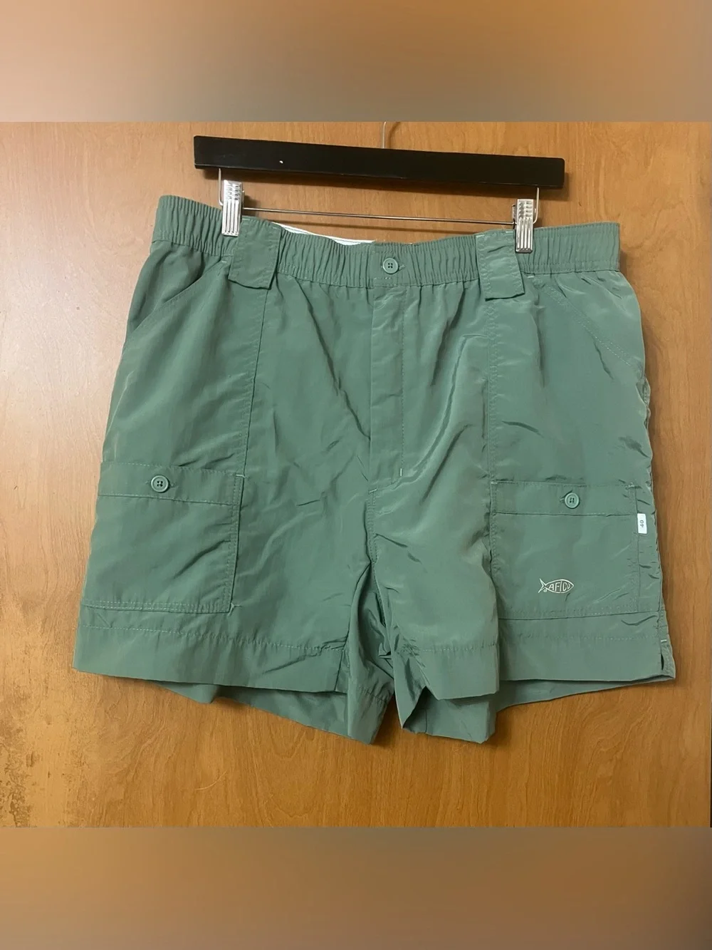 AFTCO Men's Olive Green Fishing Outdoor Nylon Cargo Utility Shorts Size 40 Vtg